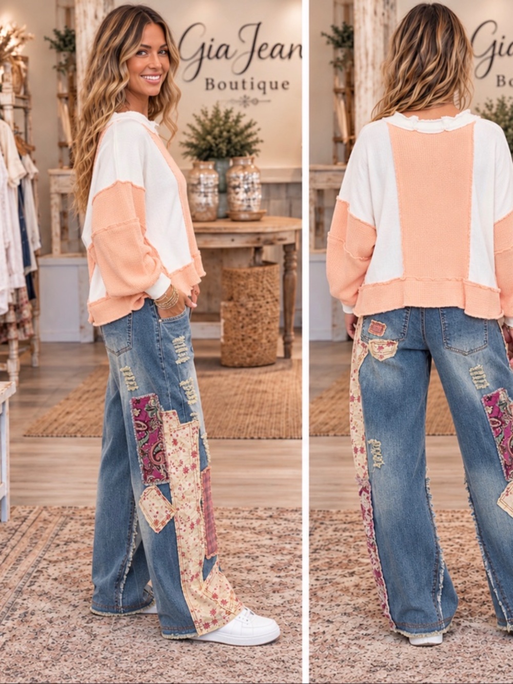 ❤️ BLUE VELVET “ LAURIE “ BLUE VELVET PATCHWORK DENIM JEANS PANTS - Picture 2 of 4